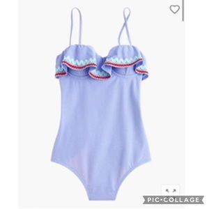 J. Crew Ruffle underwire one-piece swimsuit in piqué nylon with Ric Rac  trim